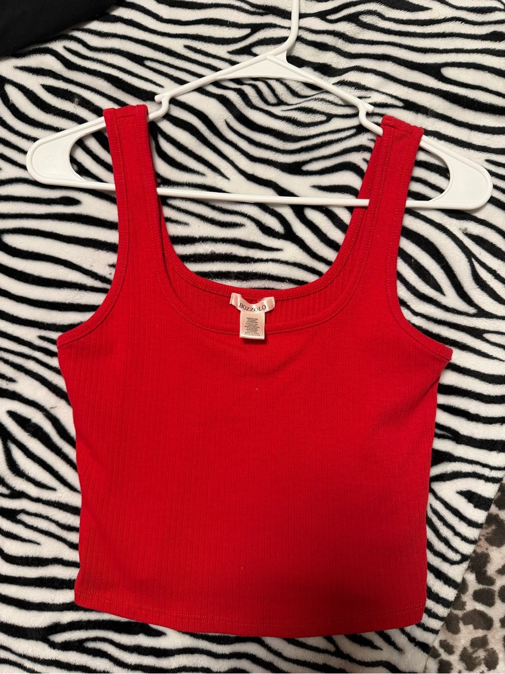 Red Ribbed Tank Top - Women's Casual Crop